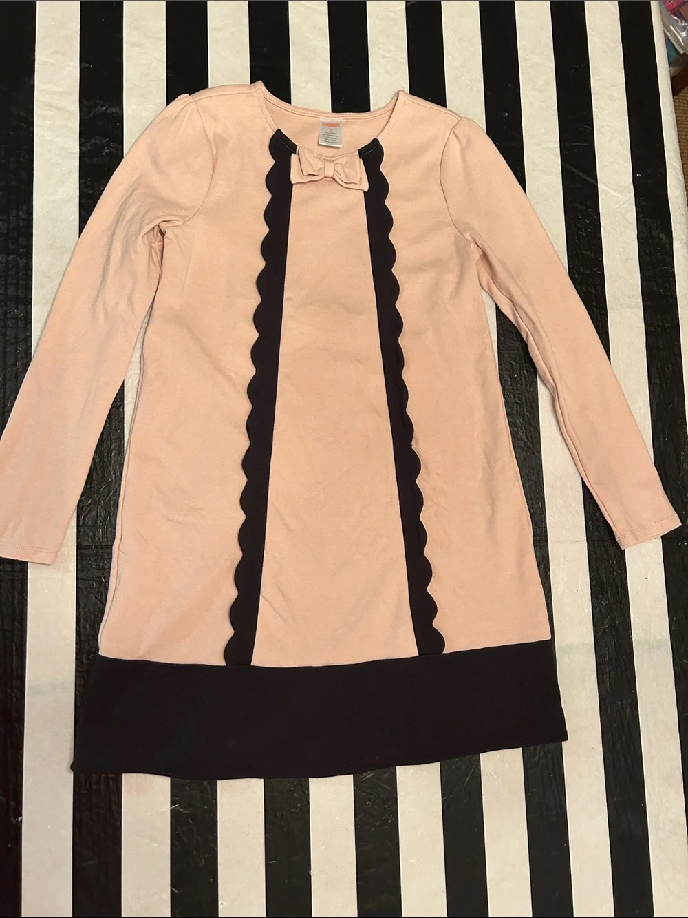Gymboree Pink Dress with Navy Scalloped Trim and Bow